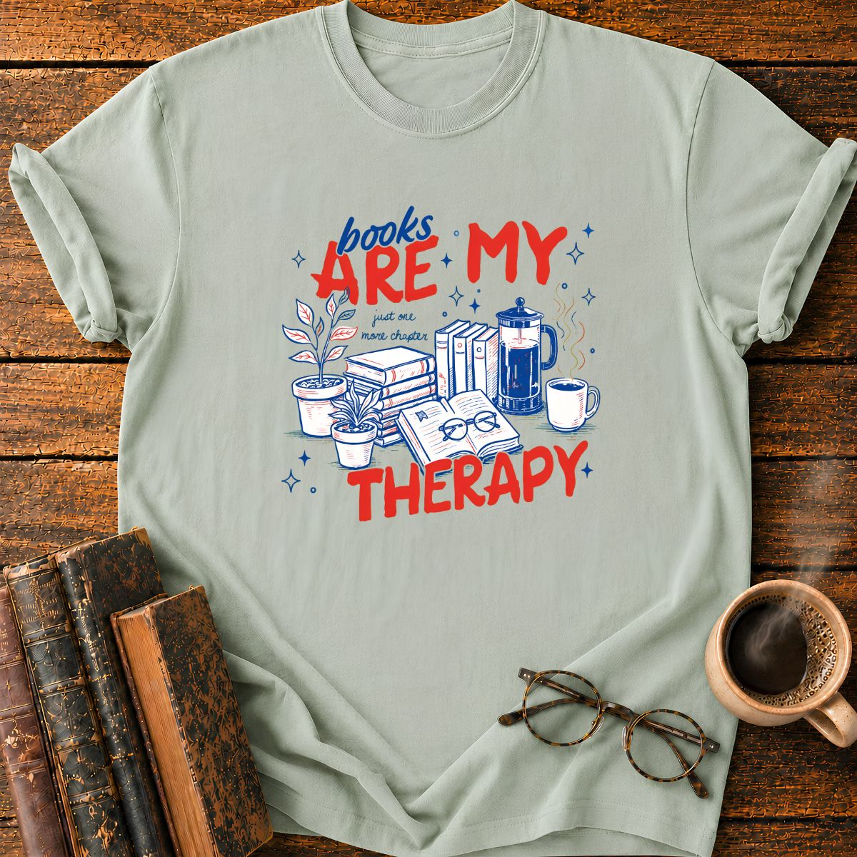 Books, Coffee and Therapy T-Shirt