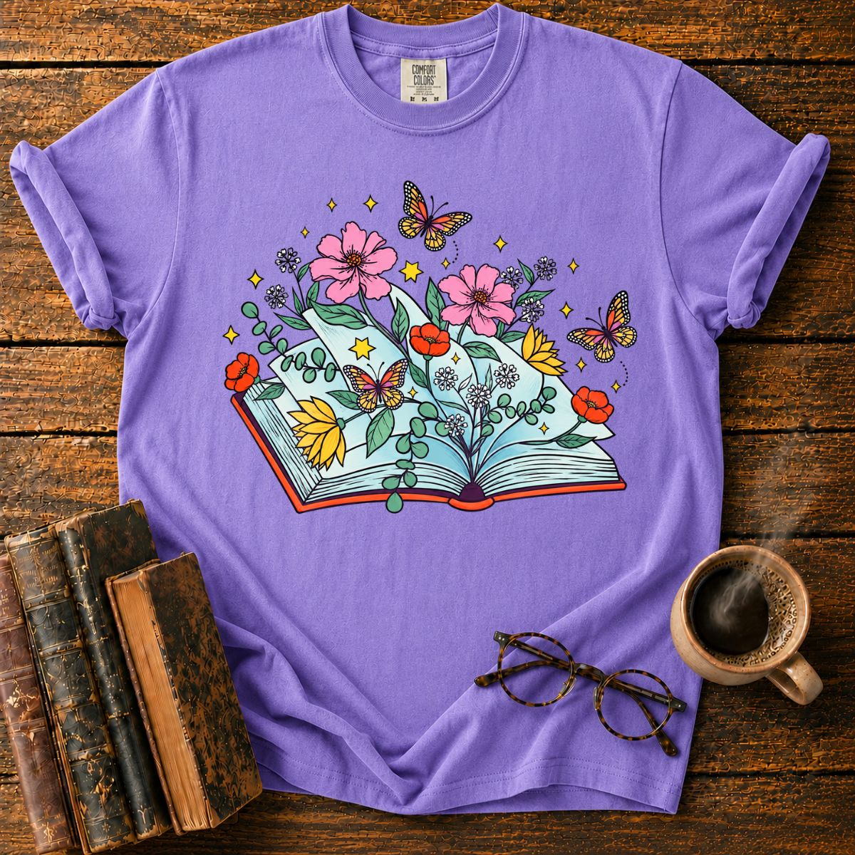 Wildflower Book Butterfly Bookish T-Shirt