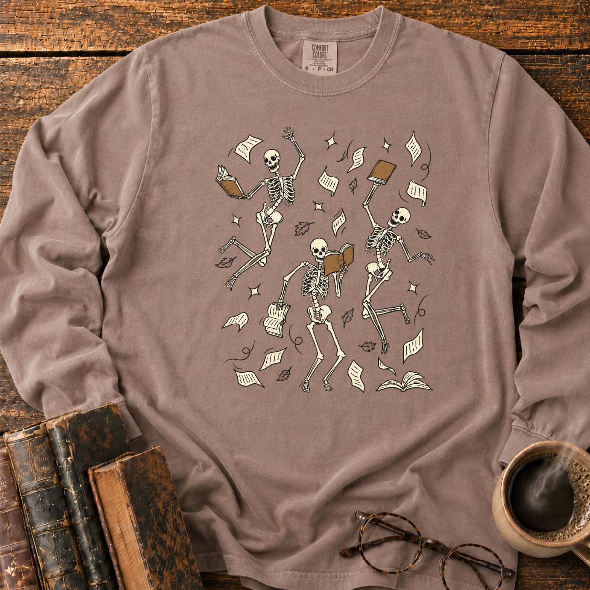 Dancing Skeletons Books LS T-Shirt