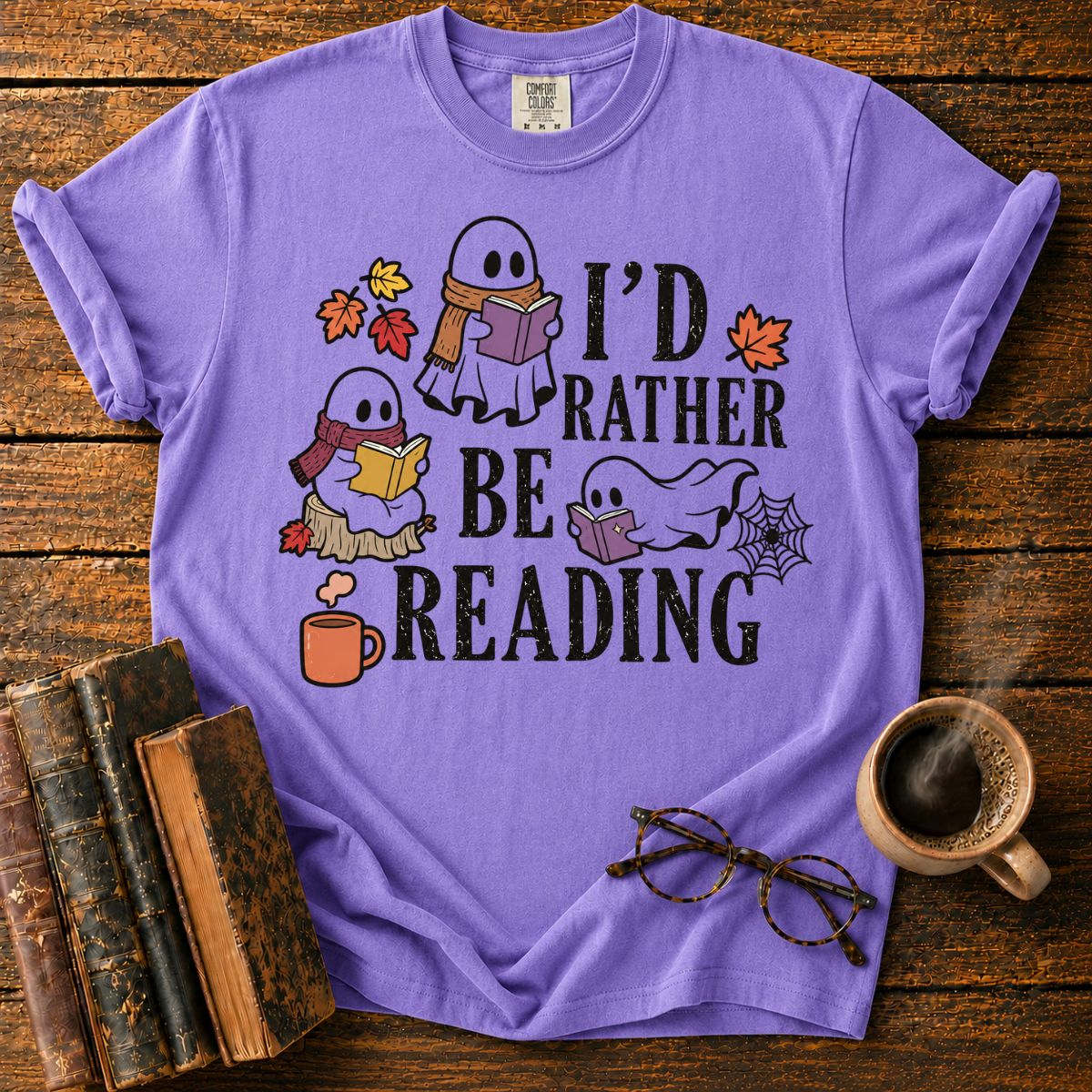 Cozy Halloween Ghosts Reading T-Shirt
