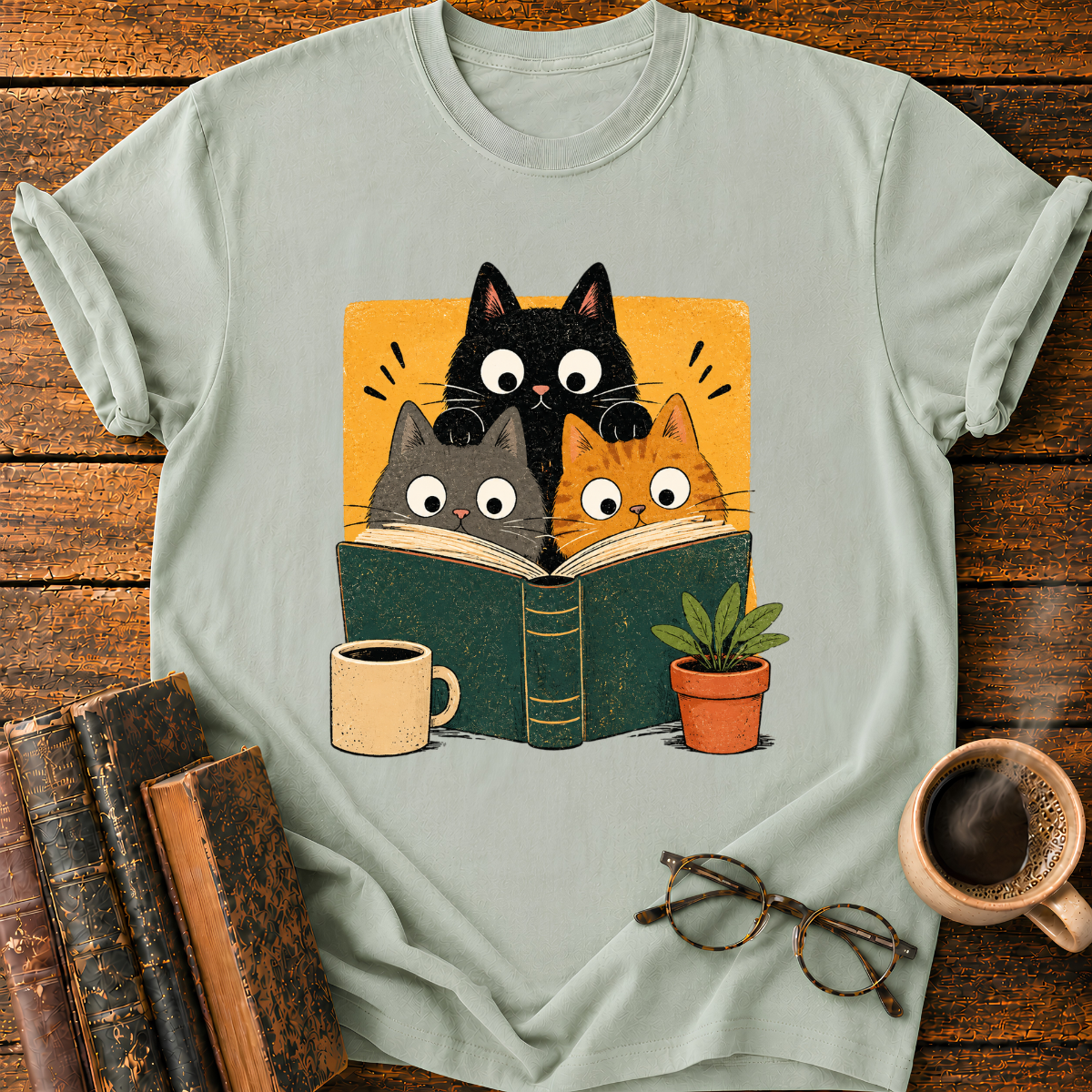 Curious Cats Reading Together T-Shirt