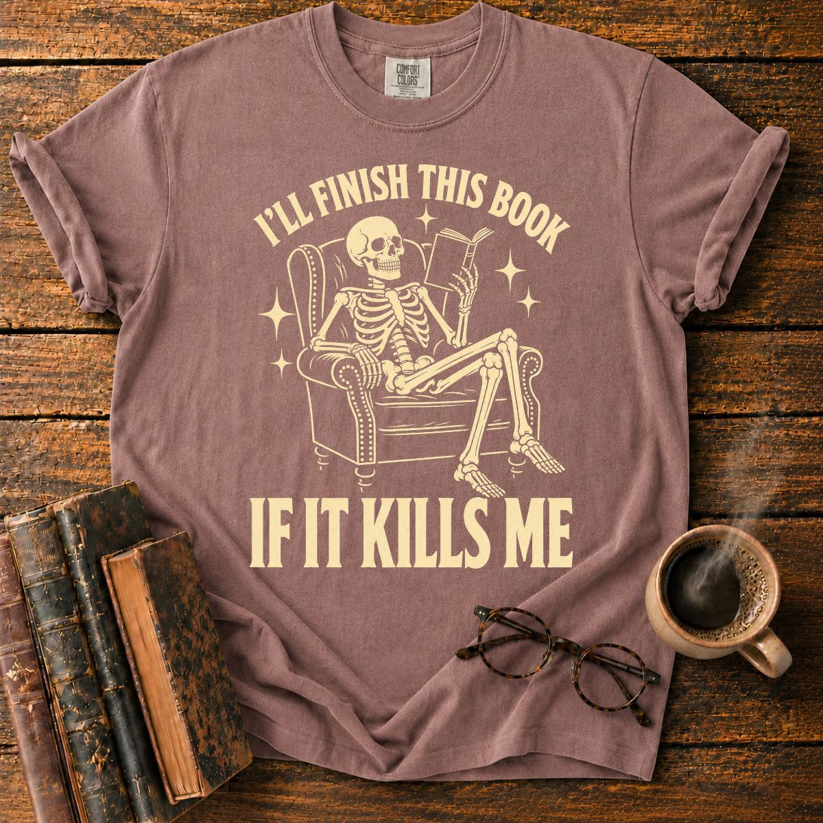 I'll Finish This Book Skeleton T-Shirt