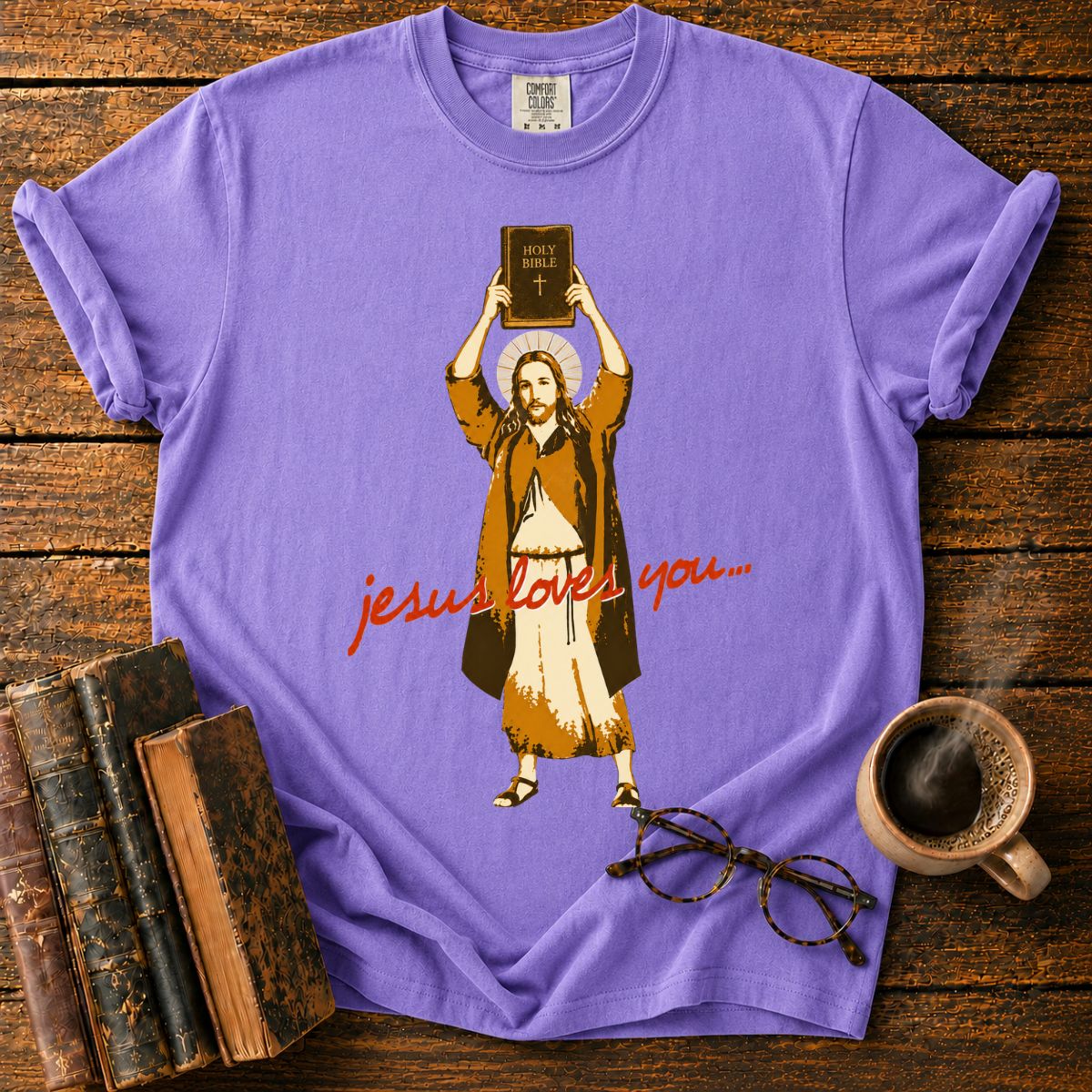 Jesus with Holy Bible T-Shirt