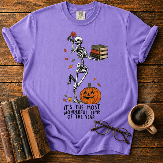 Dancing Skeleton’s Autumn Book Parade T-Shirt