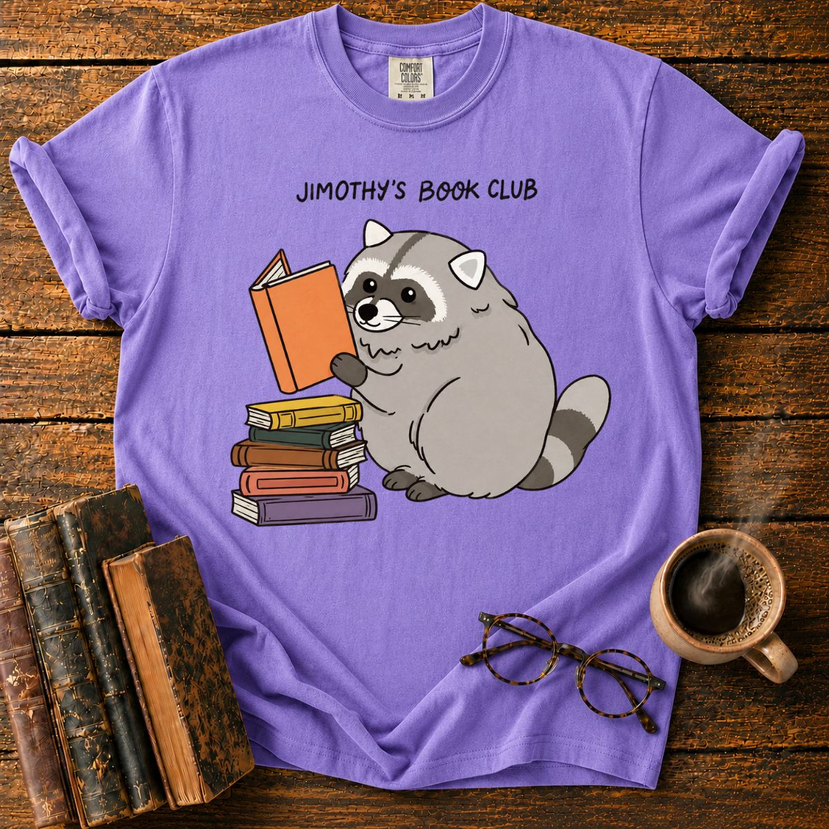 Raccoon Book Club Cute Reading T-Shirt