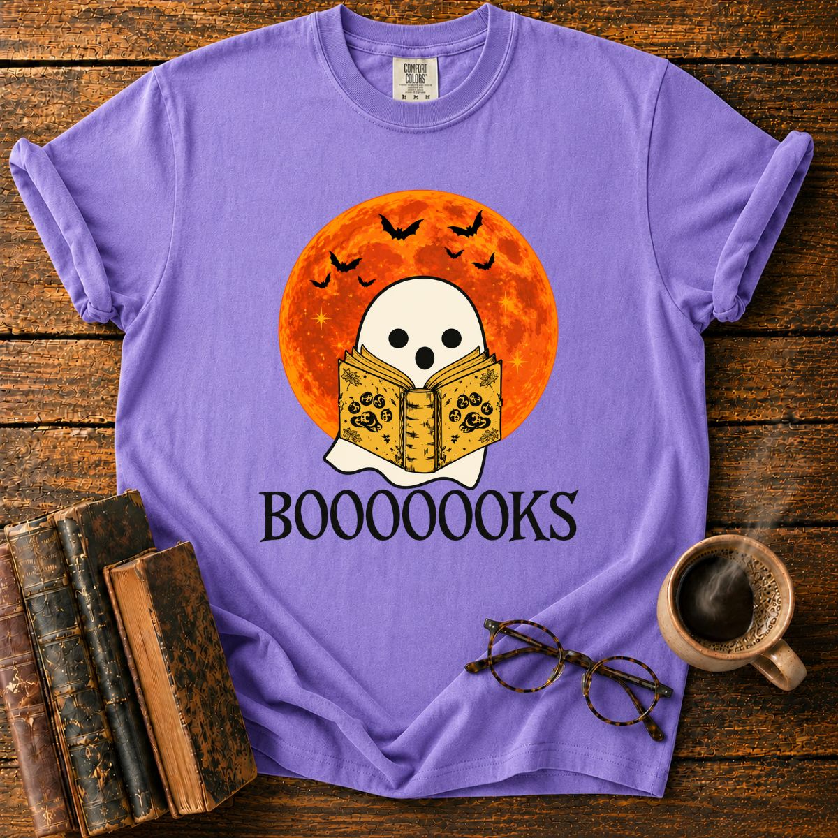 Spooky Ghost and Grimoire Moon T-Shirt