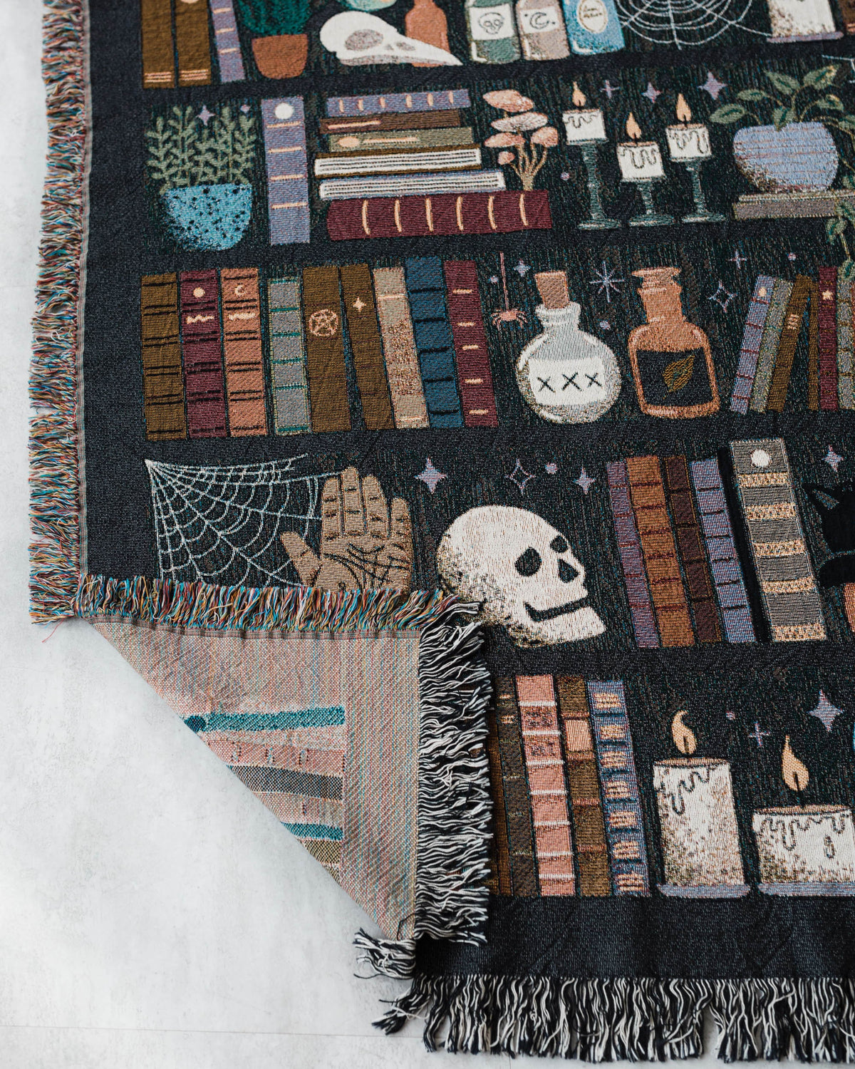 Witchy Bookshelf Woven Blanket