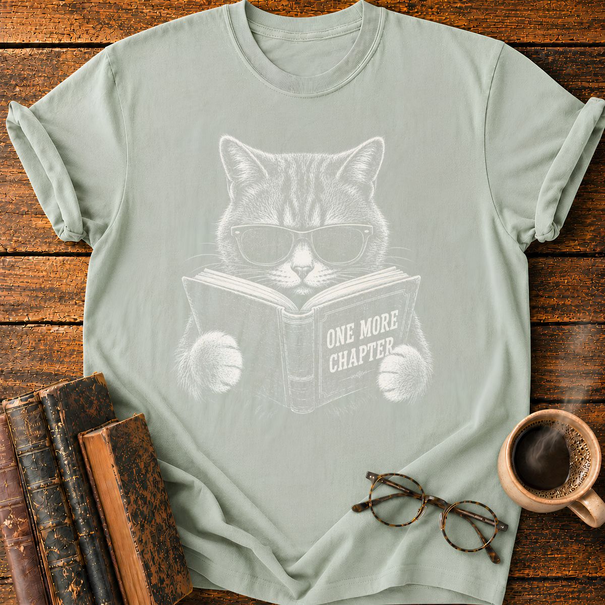Cool Cat Reading One More Chapter T-Shirt