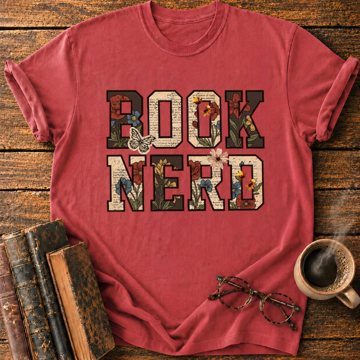 Book Nerd Typography T-Shirt
