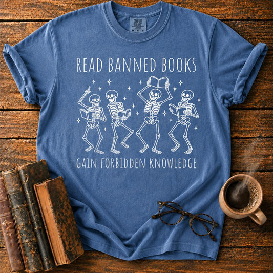 Funny Skeleton Read Banned Books T-Shirt