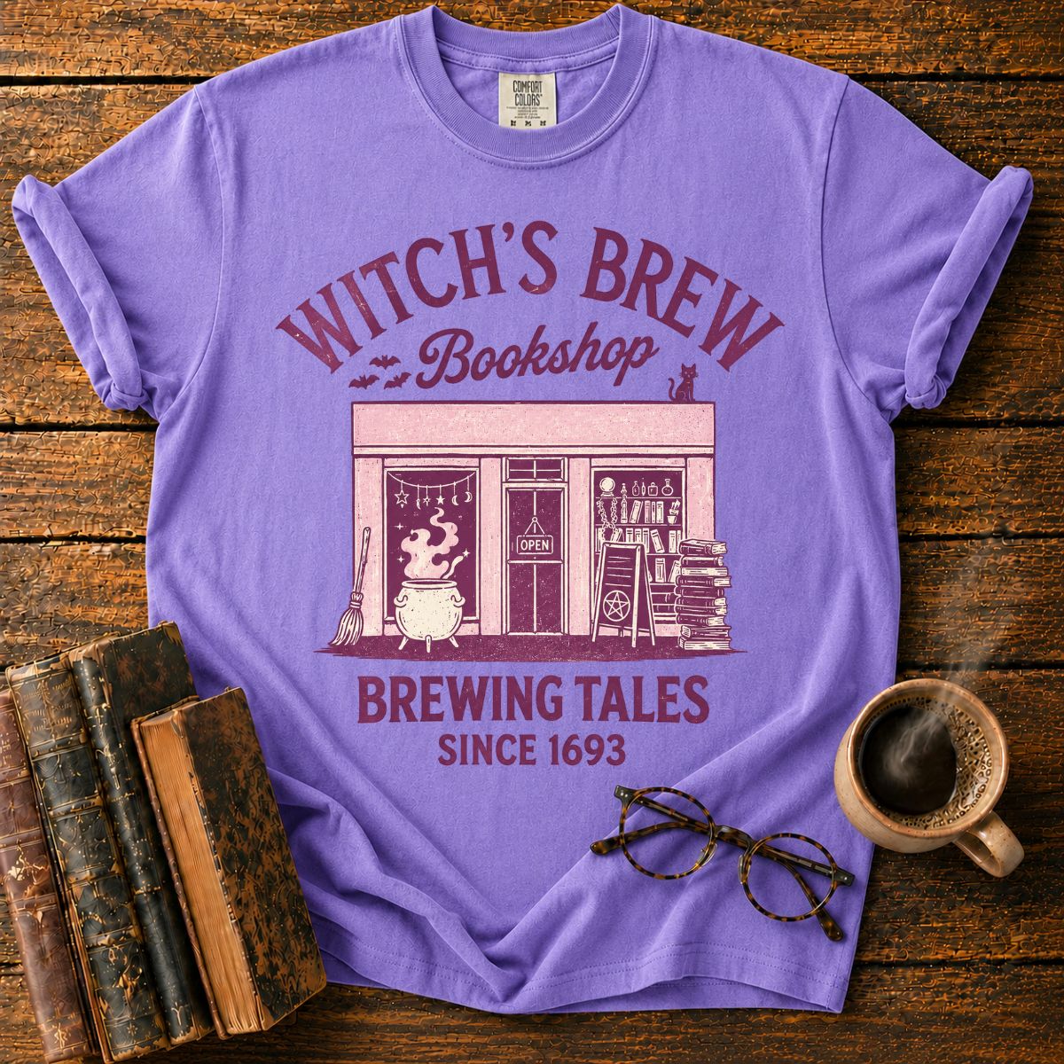 Witch's Brew Bookshop Halloween T-Shirt