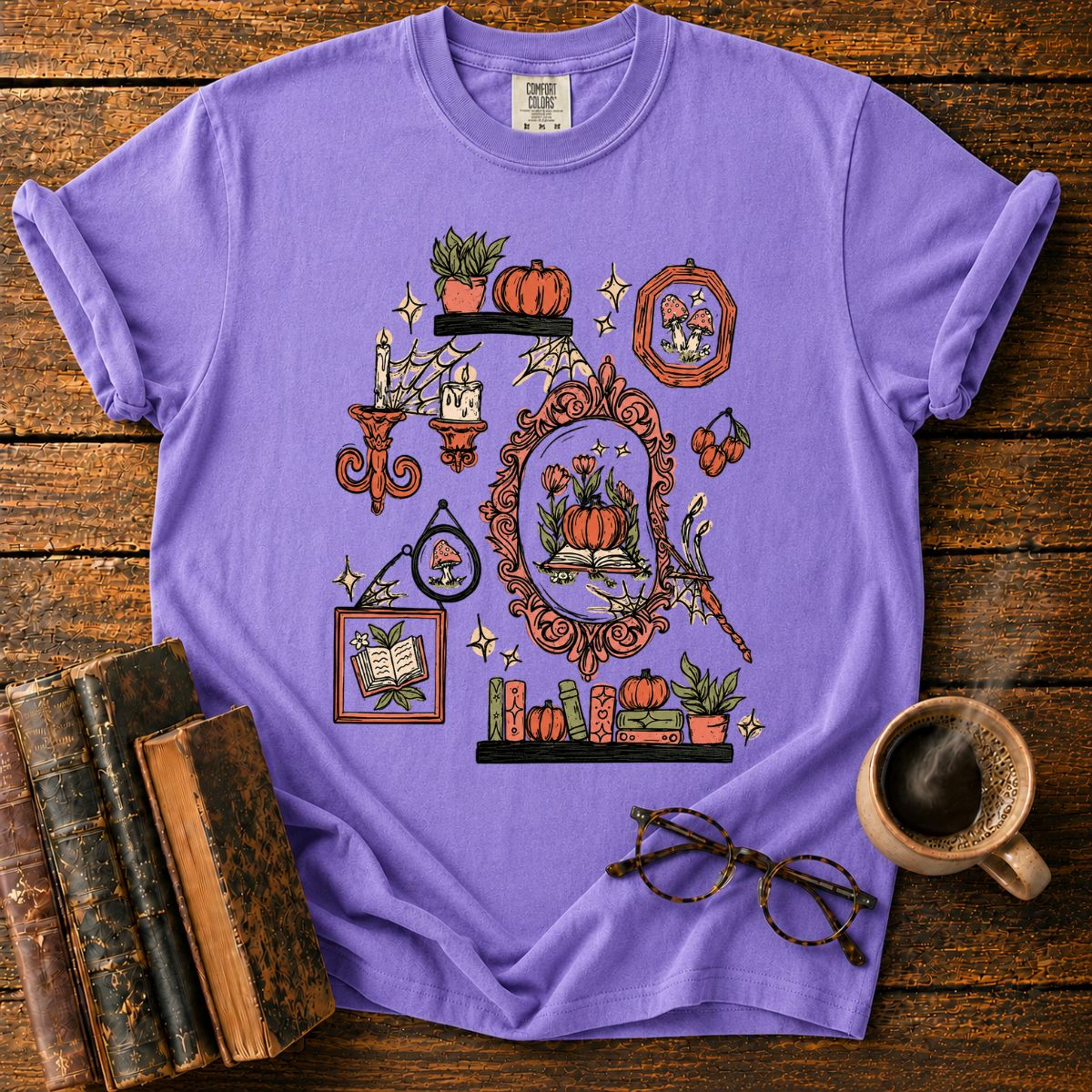 Witchy Garden Library Collage T-Shirt