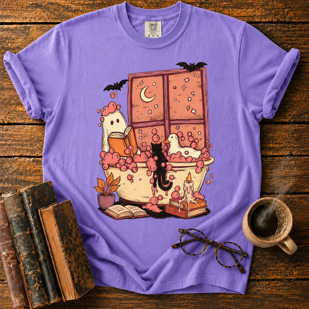 Cozy Moonlit Bubble Bath Fantasy T-Shirt