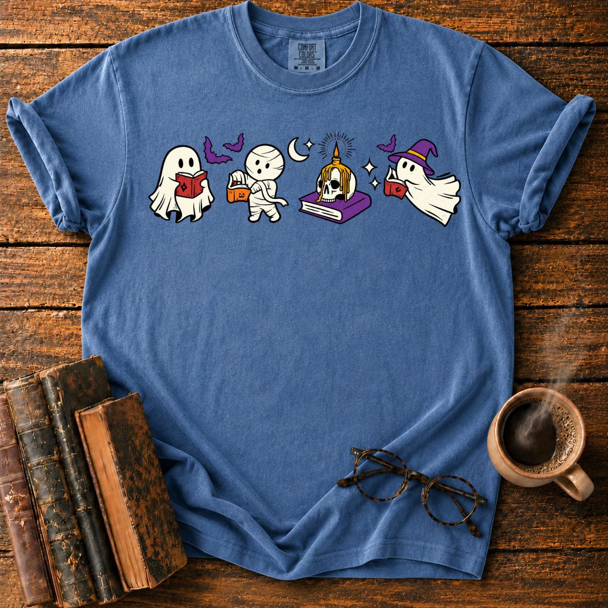 Spooky Reading Ghost Mummy Halloween T-Shirt