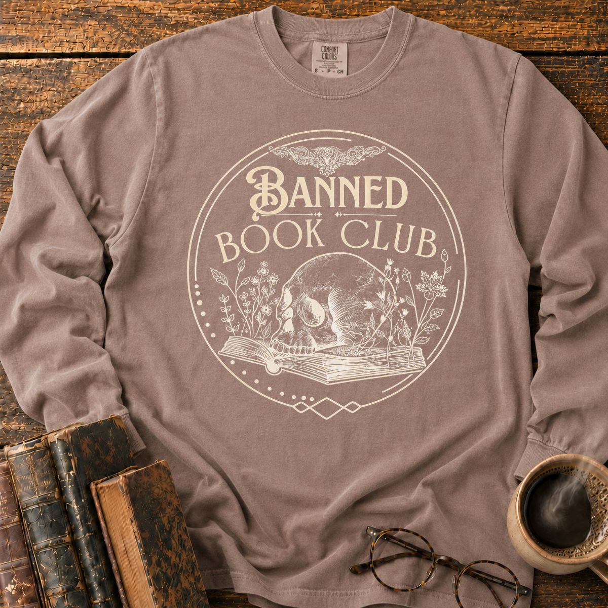 Banned Book Club Skull Emblem LS T-Shirt