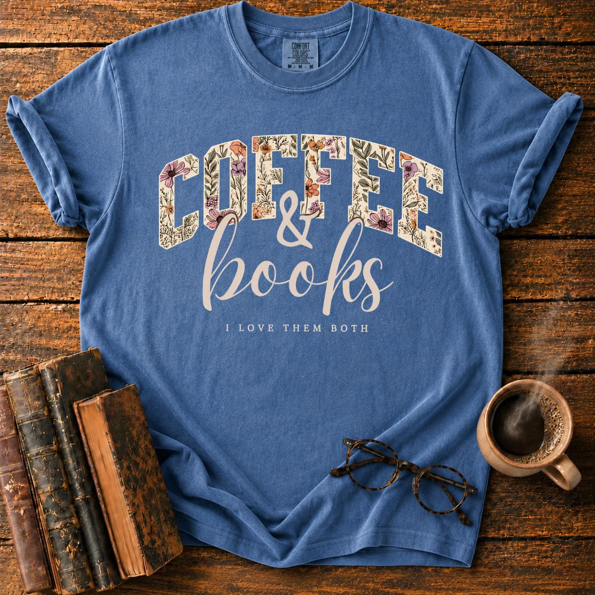 Coffee & Books Floral T-Shirt