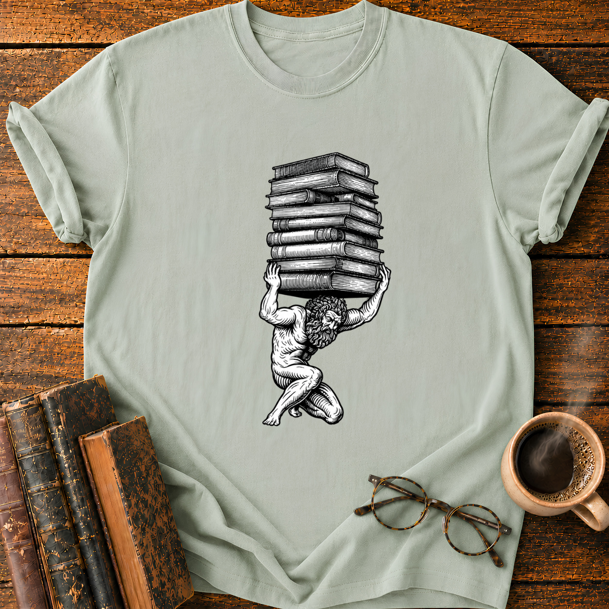Atlas Bearing the Stack of Books T-Shirt