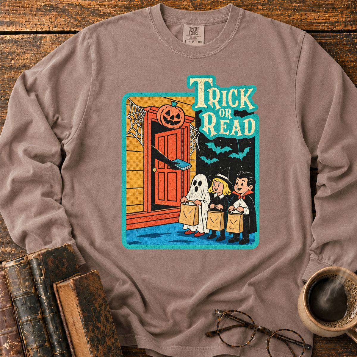 Retro Trick Or Read Halloween LS T-Shirt