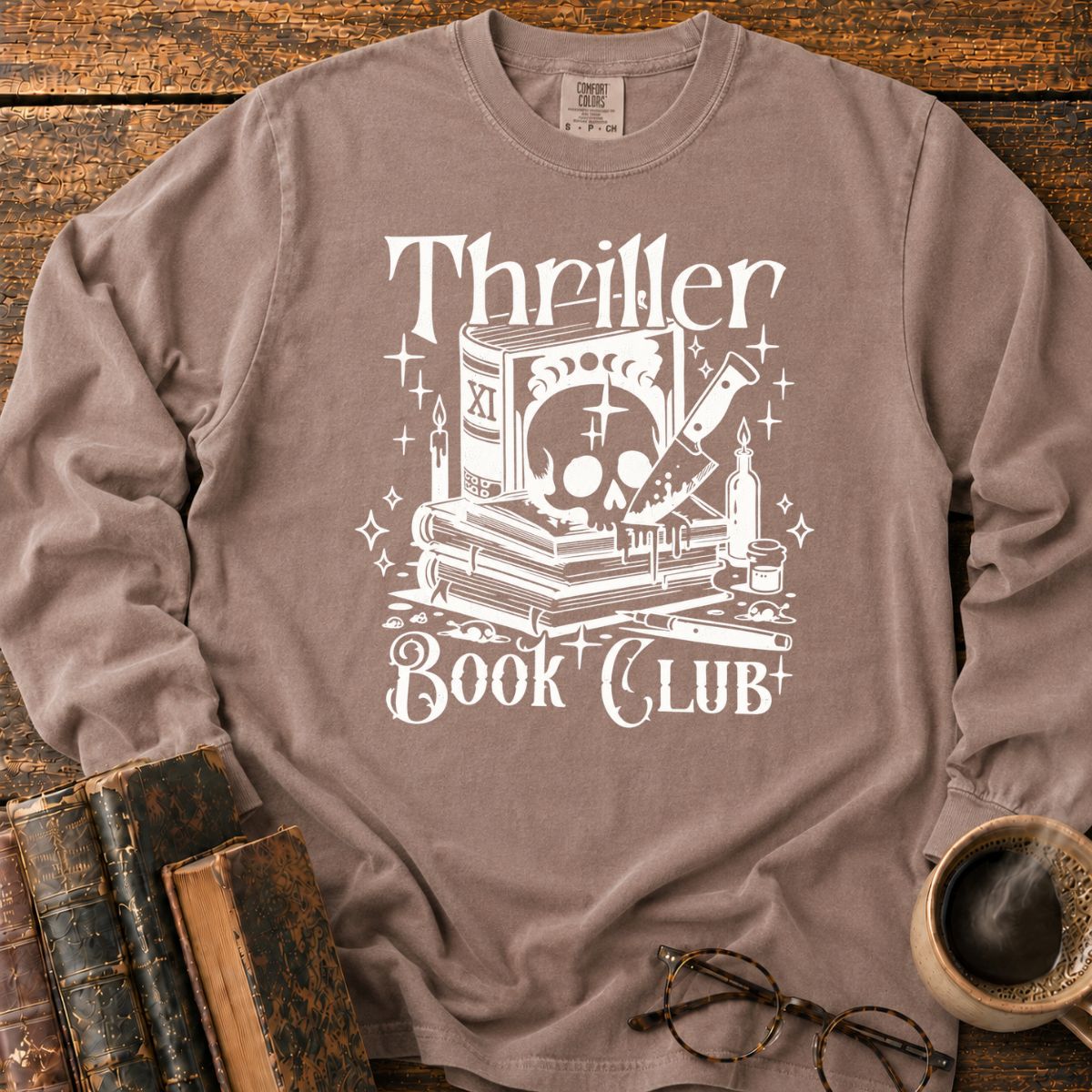 Thriller Book Club Skull Knife LS T-Shirt