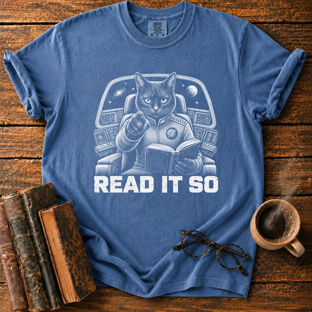 Commanding Cat in Space Cockpit T-Shirt