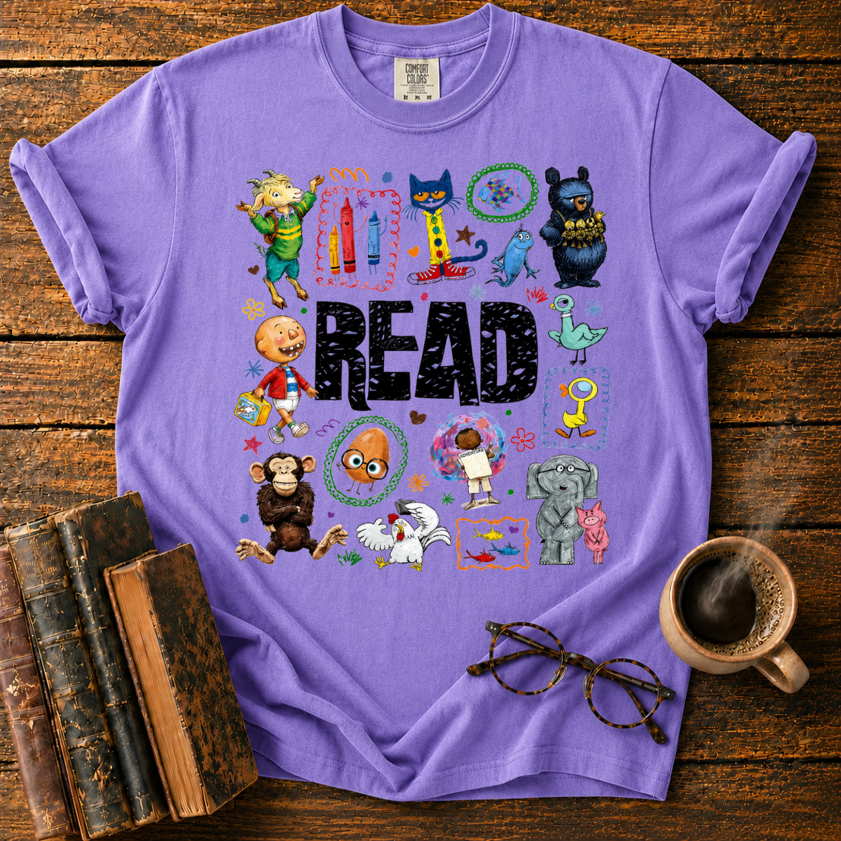 Whimsical Children’s Reading Collage T-Shirt