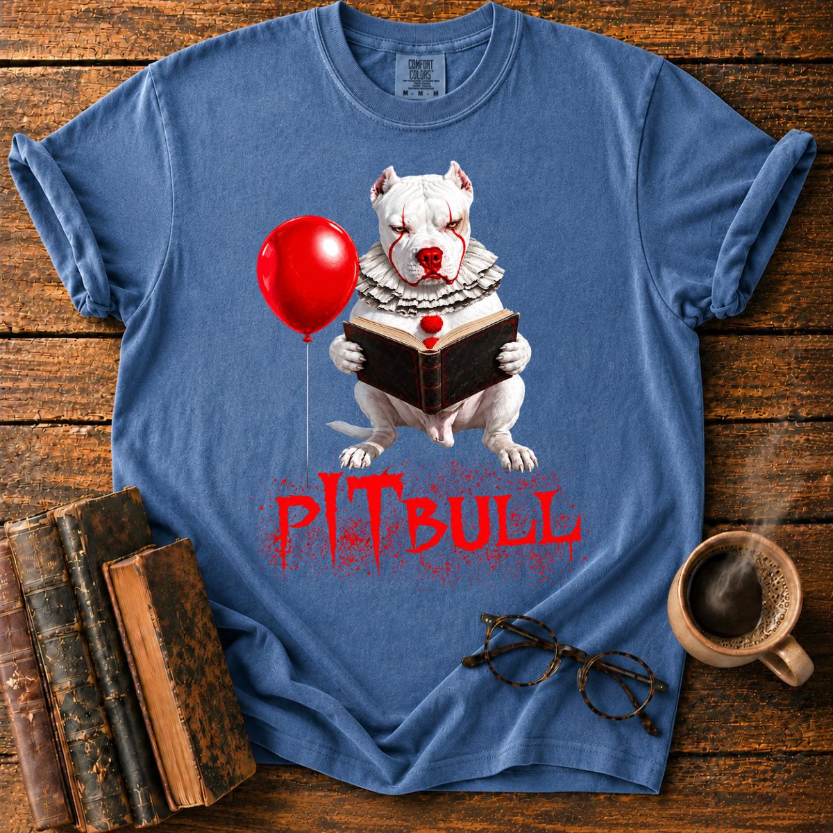 Pitbull Reading a Vintage Book T-Shirt