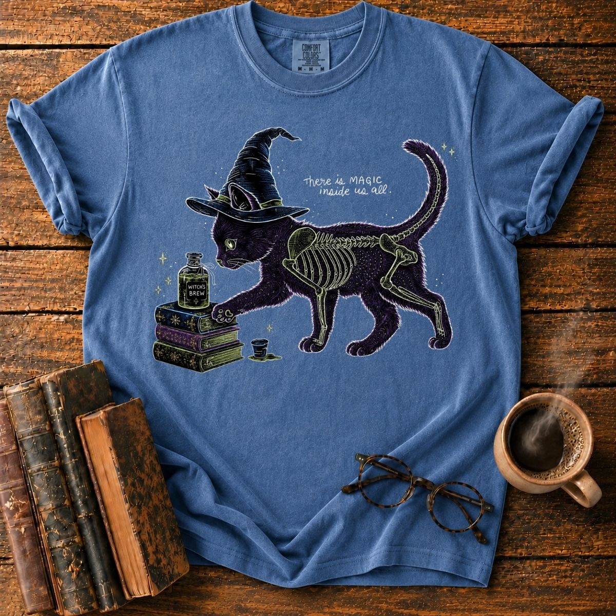 Occult Cat Witch and Magical Books T-Shirt