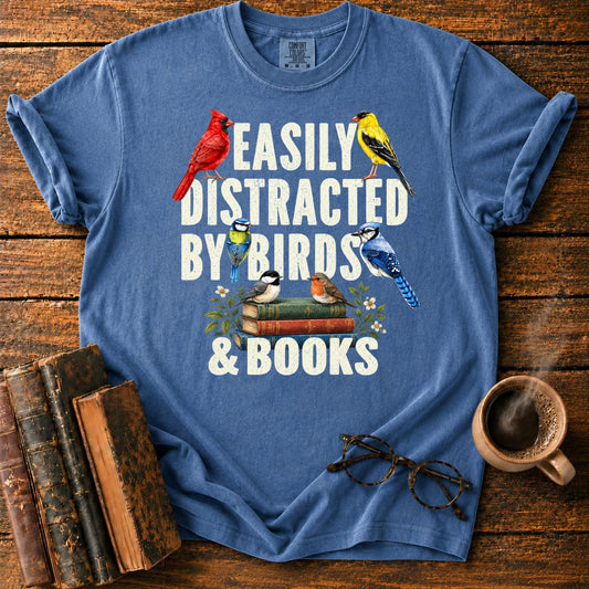 Easily Distracted by Birds & Books T-Shirt