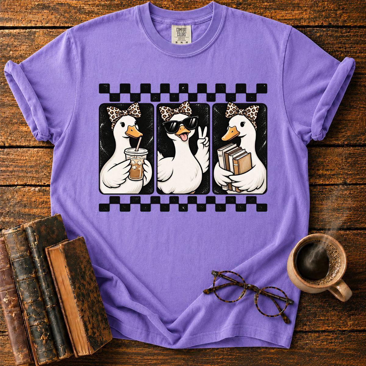 Cute Duck With Books T-Shirt