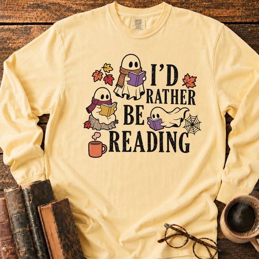 Cozy Halloween Ghosts Reading LS T-Shirt