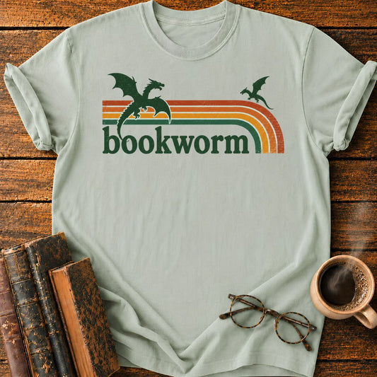 Retro Dragon Bookworm Emblem T-Shirt