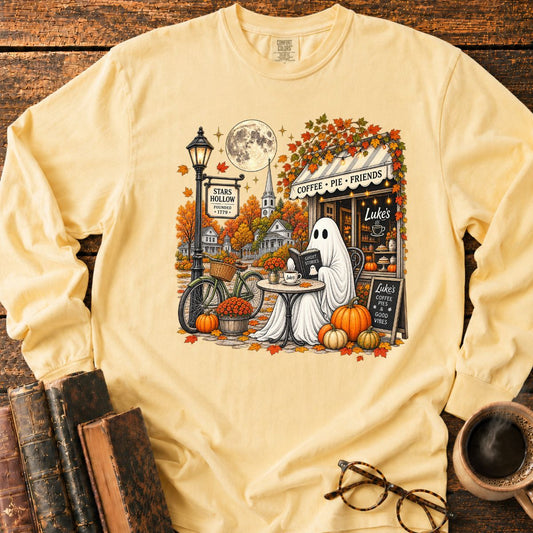 Ghostly Autumn Coffee in Stars Hollow Long Sleeve T-Shirt