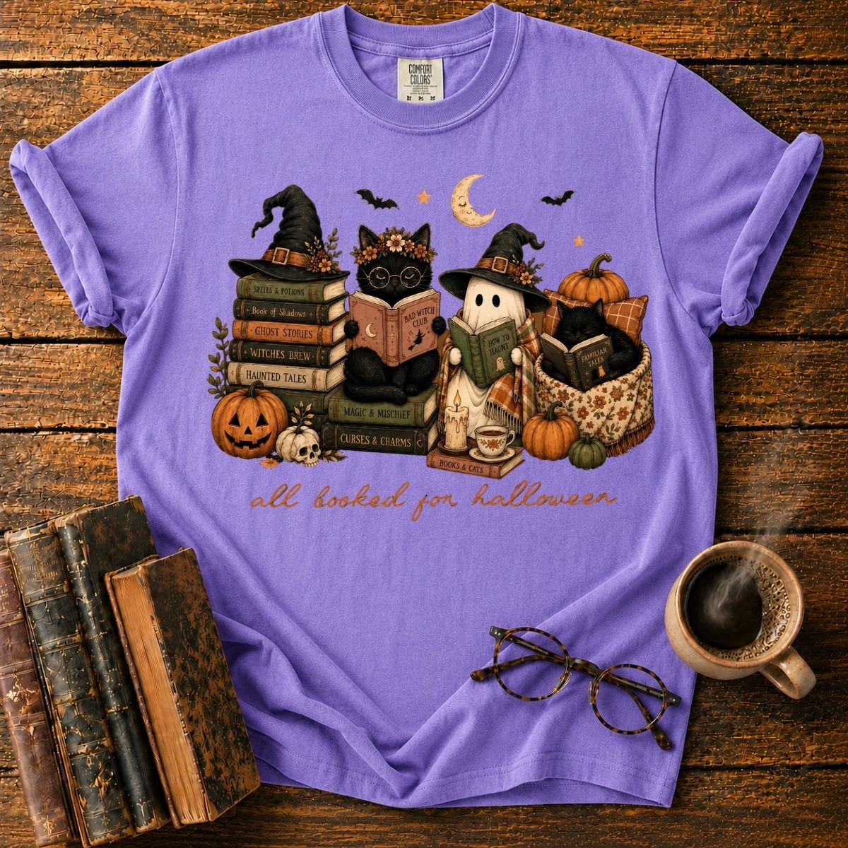 Cozy Halloween Book T-Shirt