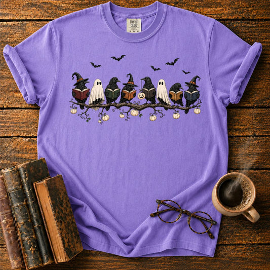 Ravens and Ghosts Reading on Halloween Branch T-Shirt