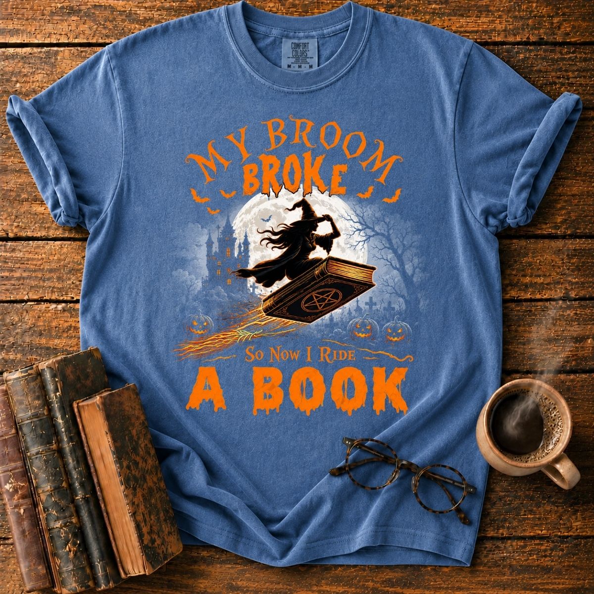 My Broom Broke_ I Ride a Book T-Shirt