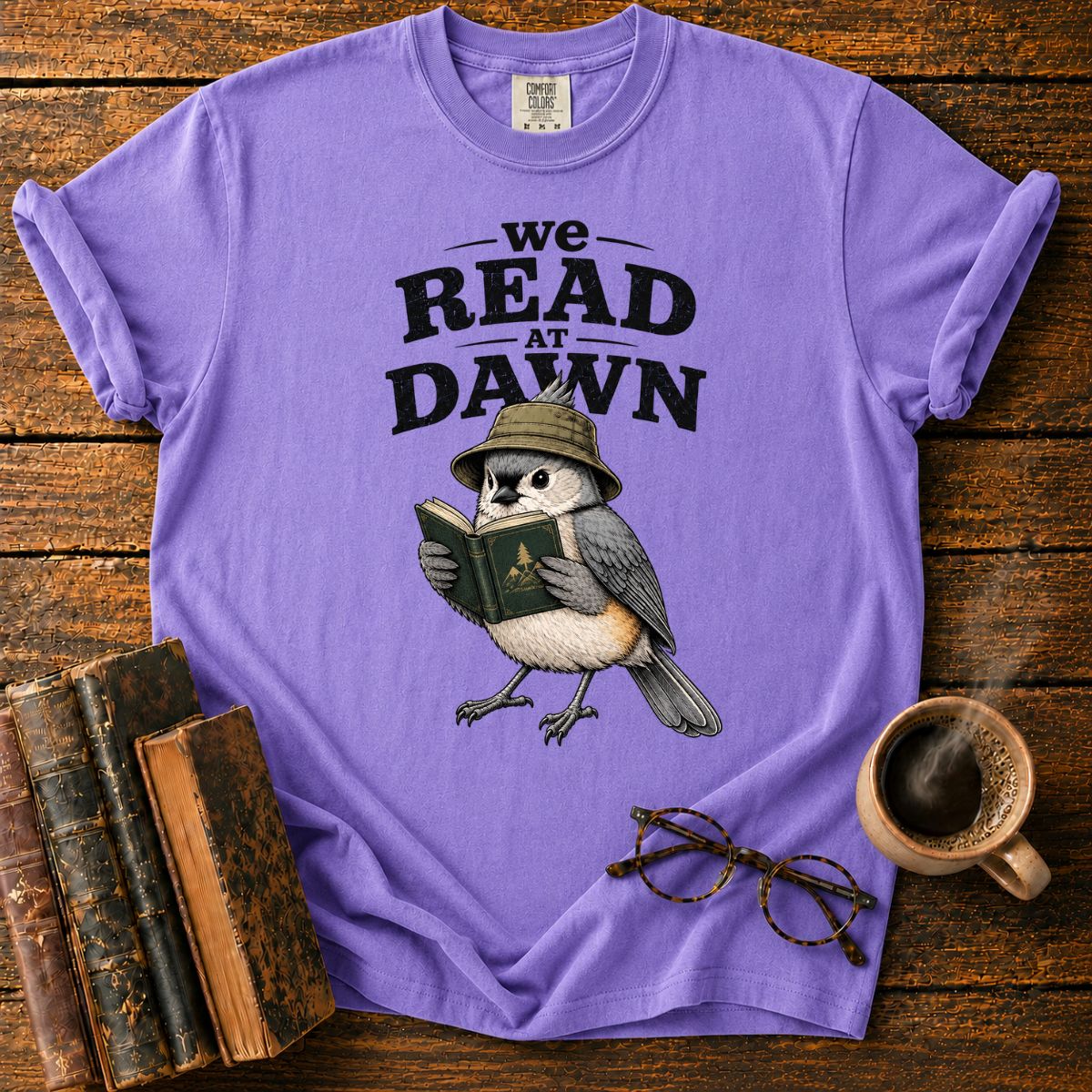 Vintage Bird Reading at Dawn T-Shirt