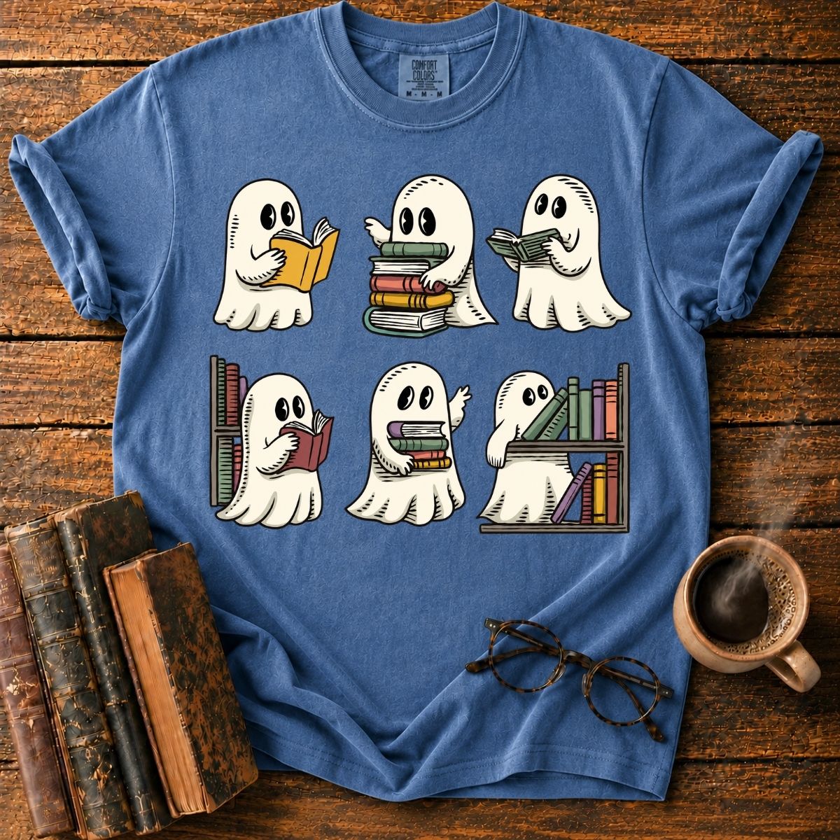 Cute Ghost Library Sticker Set T-Shirt