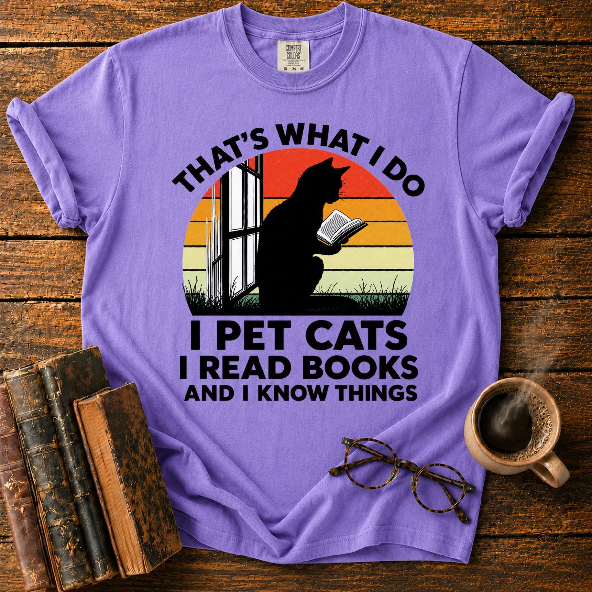 I Pet Cats I Read Books T-Shirt
