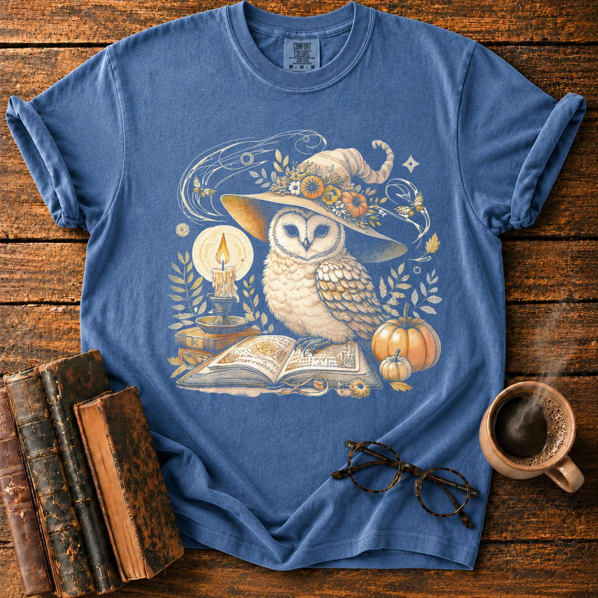 Whimsical Witch Owl Autumn Still Life T-Shirt