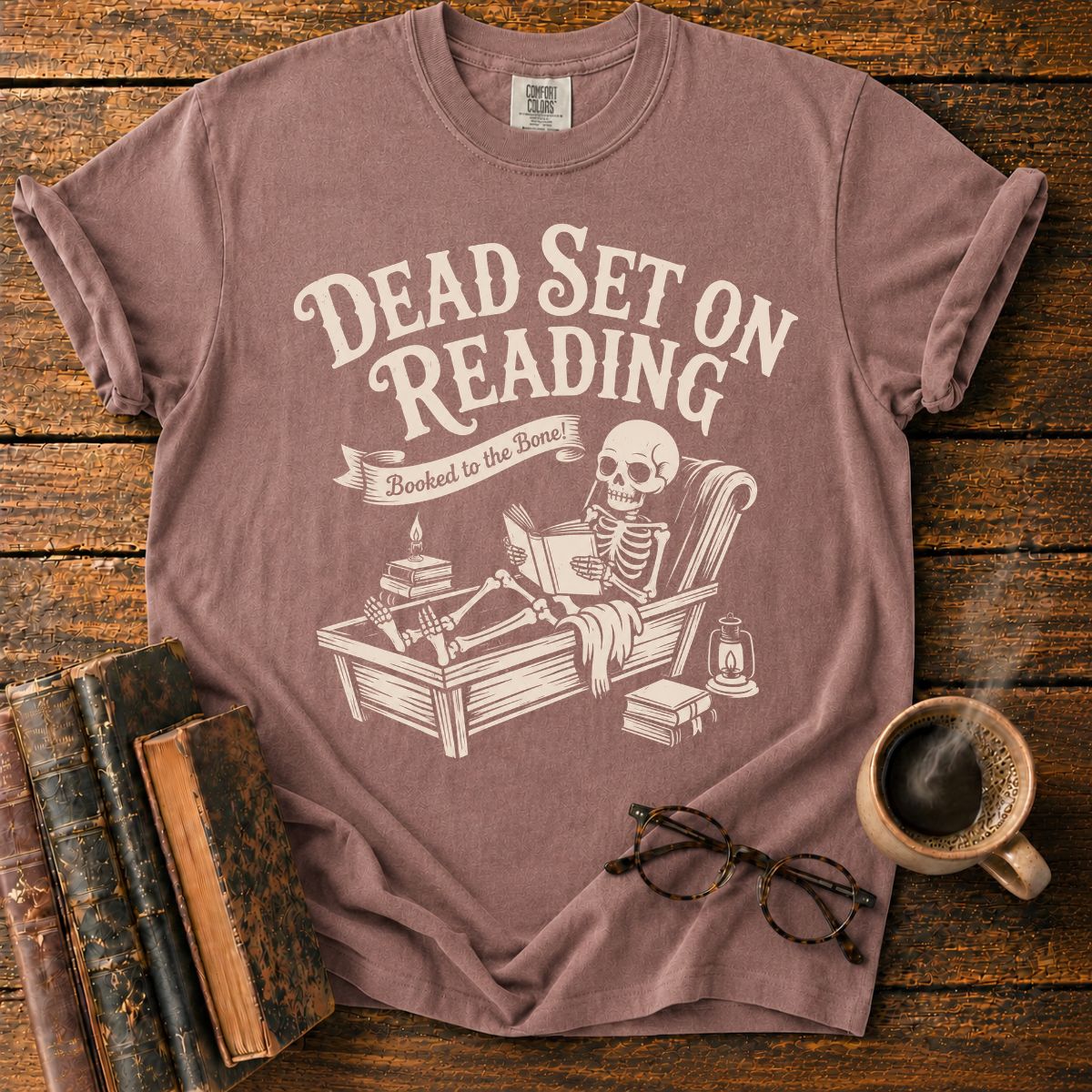 Dead Set On Reading Skeleton T-Shirt