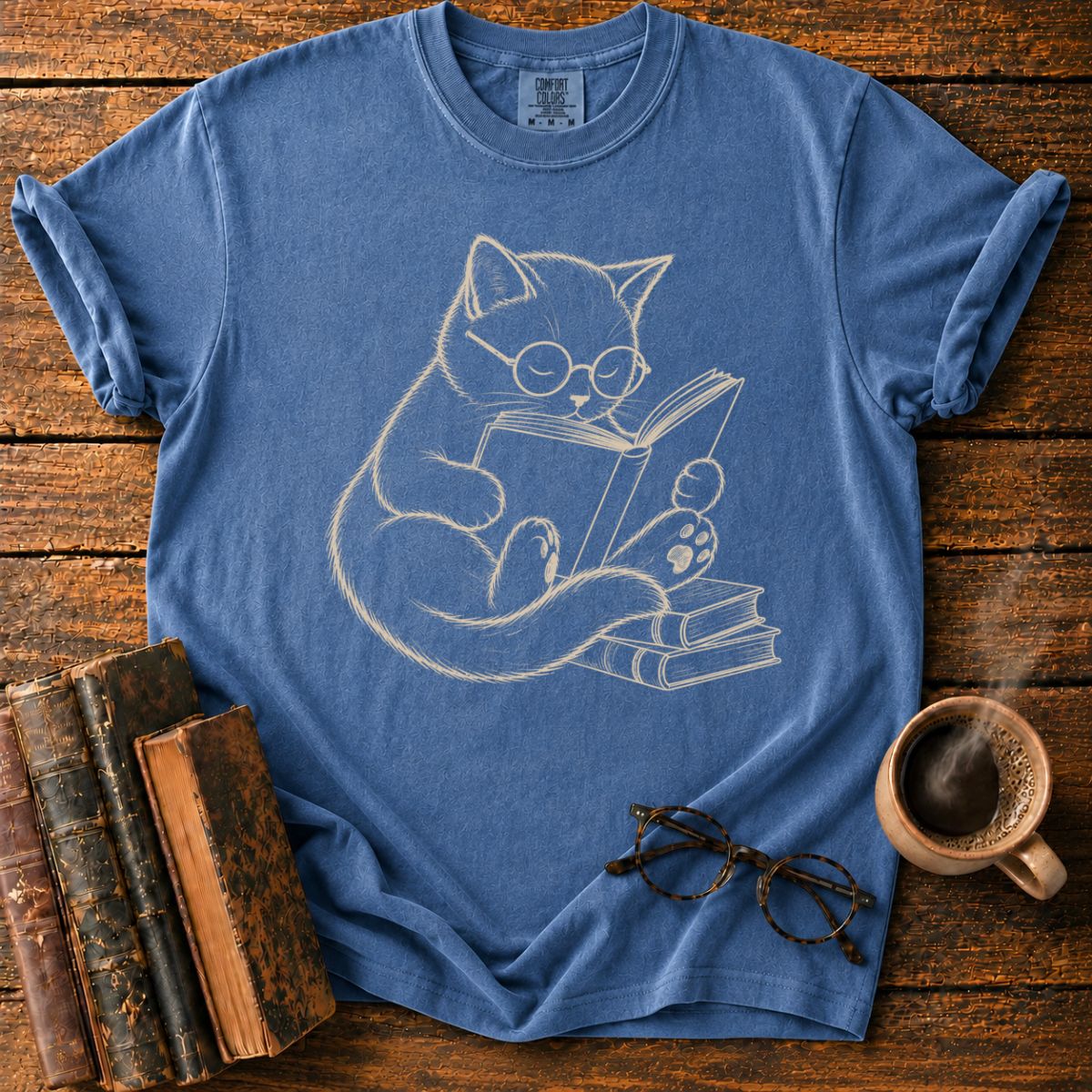 Cat Reading Book T-Shirt