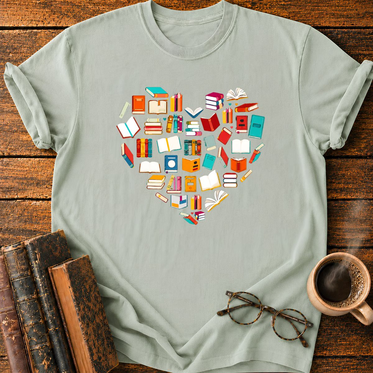 Colorful Book Heart T-Shirt