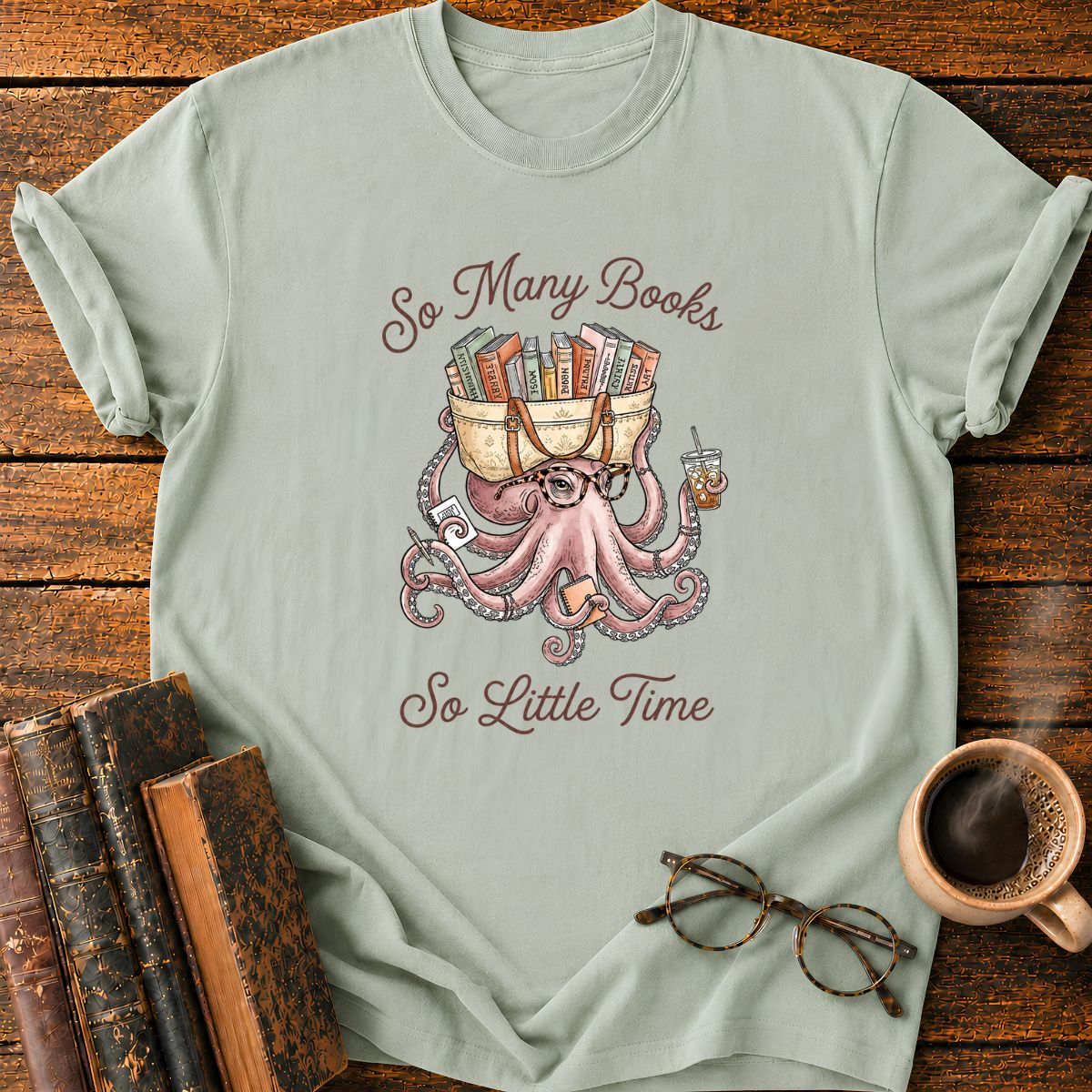 Octopus Many Books T-Shirt