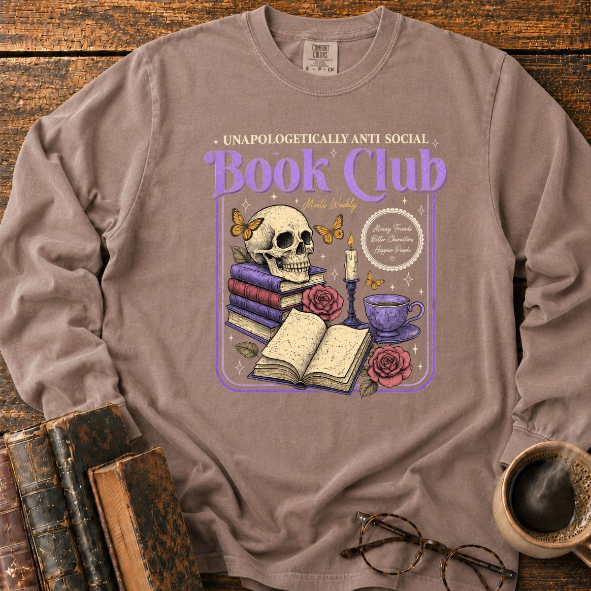 Anti Social Book Club Skull LS T-Shirt