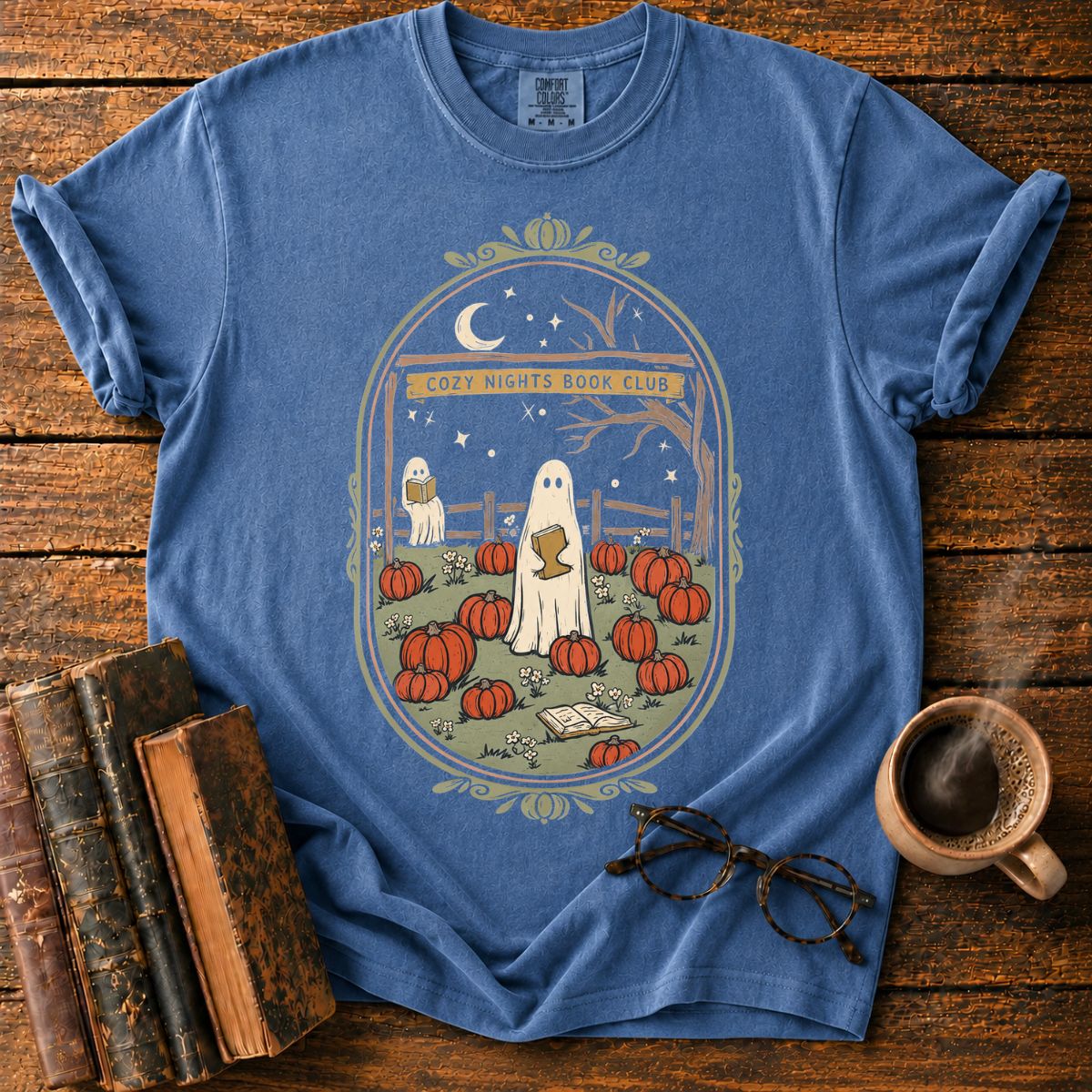 Cozy Nights Book Club Pumpkin T-Shirt