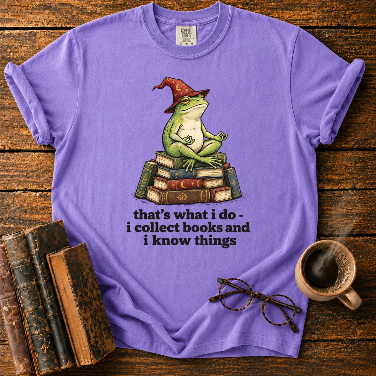 Wise Frog Wizard Collects Books T-Shirt