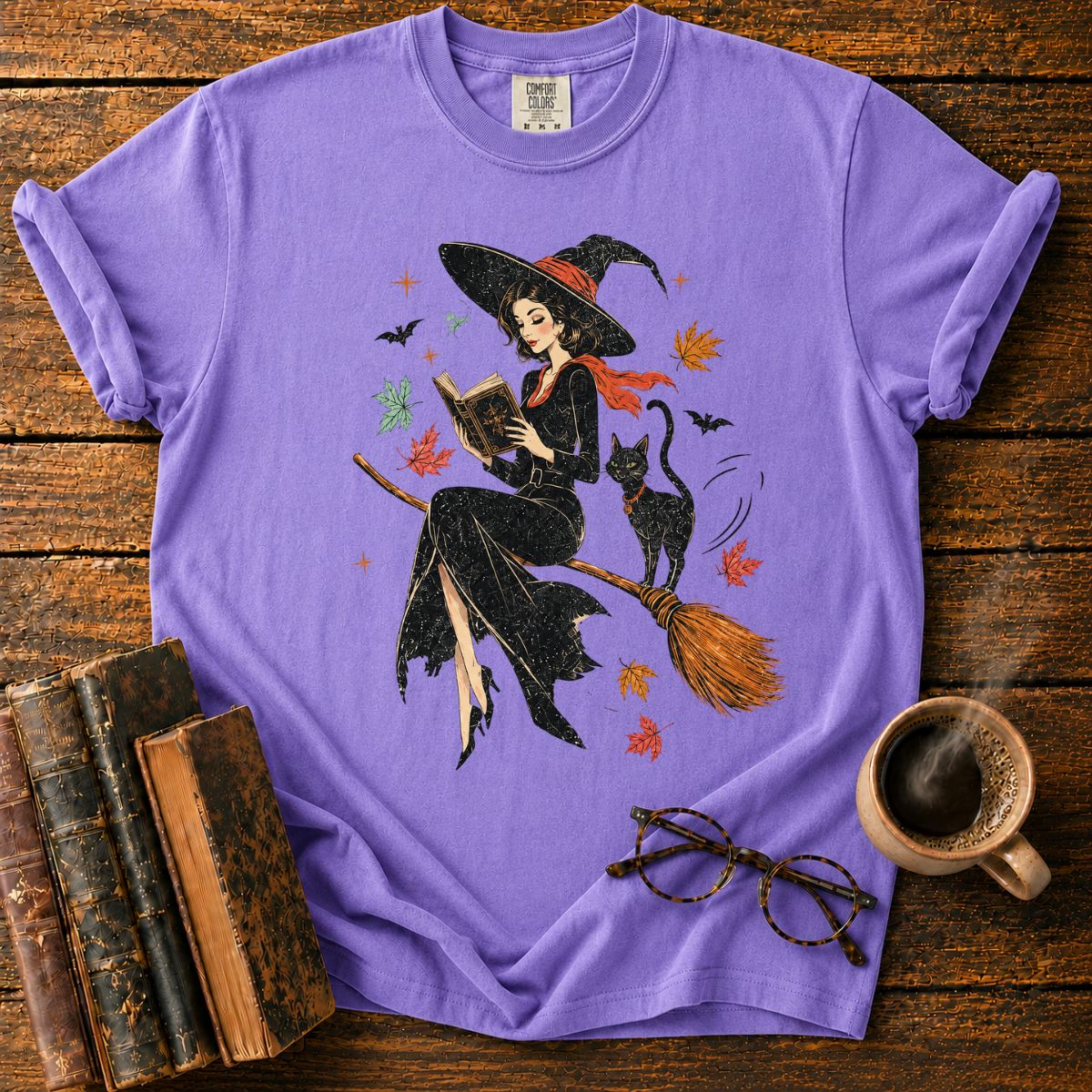 Witch Reading on a Broomstick T-Shirt