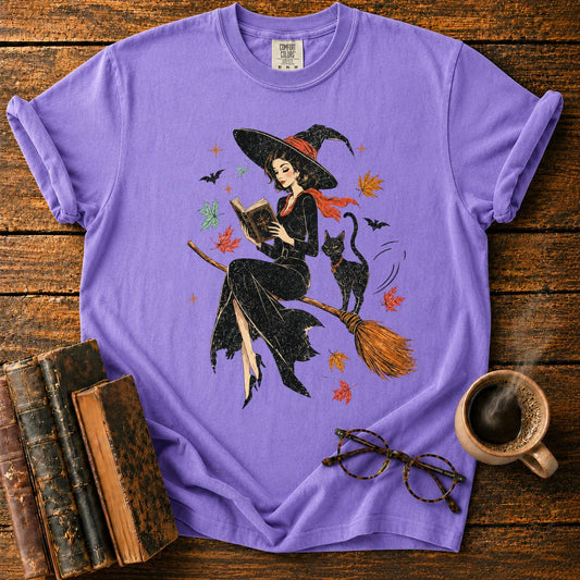 Witch Reading on a Broomstick T-Shirt