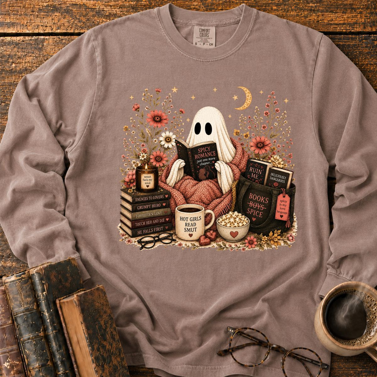 Ghost Reading Spicy Romance LS T-Shirt