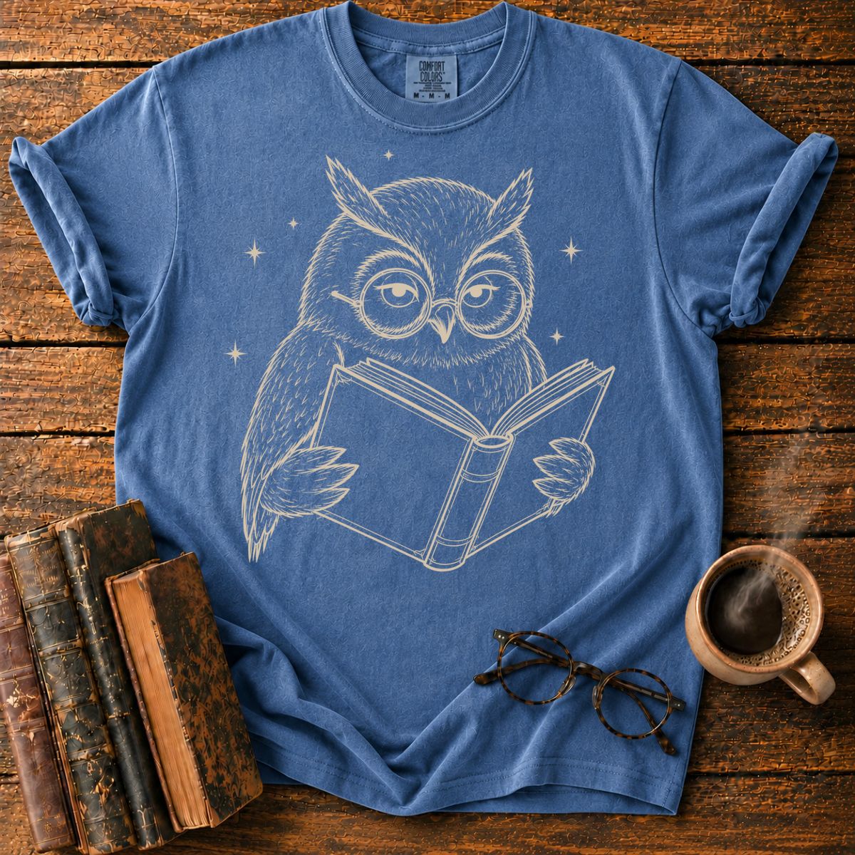 Wise Owl Reading by Starlight T-Shirt